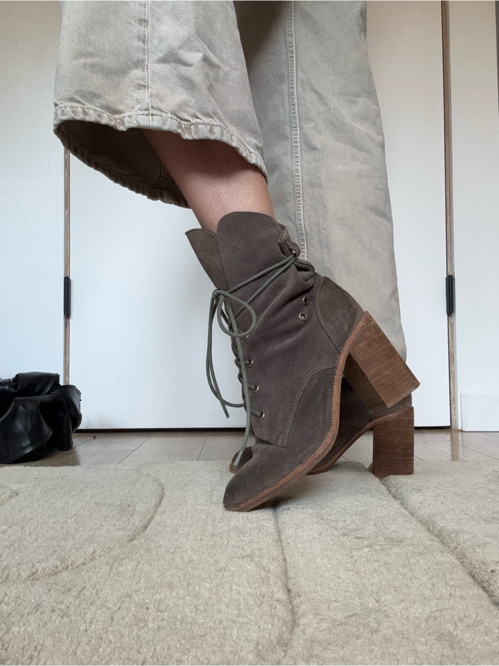 Suede lace up boots